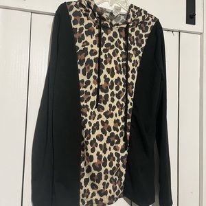 Animal Print Hooded Top